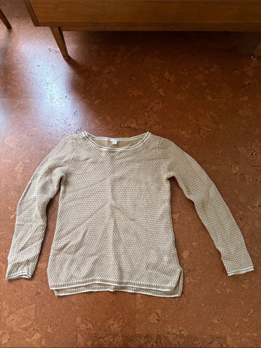 J. Crew Cream Textured Scoop-Neck Sweater